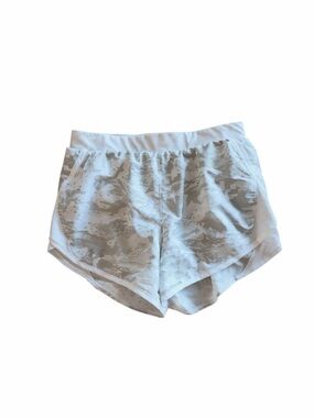 Under Armour HeatGear Women’s Camo Running Shorts White Gray Size Small